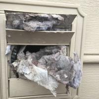 Outdoor vent cover obstructed by dryer lint